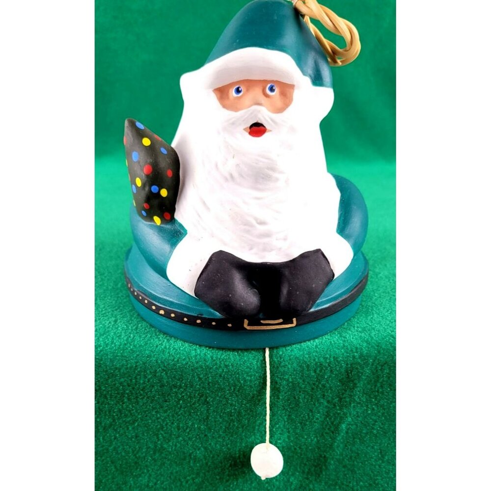 Chubby Santa Bell Ornament Ceramic Christmas Decoration Cute Painted  JH1397